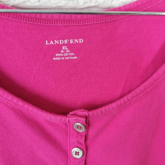 Lands End Womens Dress XL Mini Tank Sleeveless Pink Quarter Button Cotton PIN13E - Picture 9 of 10